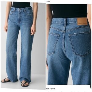 Denim Forum The Farrah High Rise Wide Leg Jeans Raw Hem Size 31